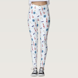 Seeleuchtturm-Segelboot-MarineLeggings-Hosen Leggings