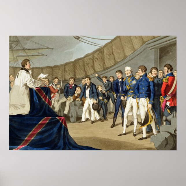 Seeleute am Gebet auf dem Schiff von Lord Nelson Poster (Vorne)