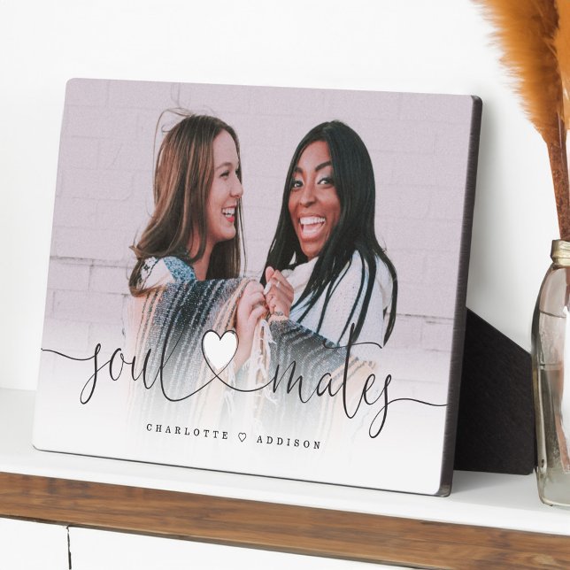 Seeleute Herzensskript Beste Freunde Foto Geschenk Fotoplatte (Soulmates Heart Script Best Friends Photo Gift Plaque)