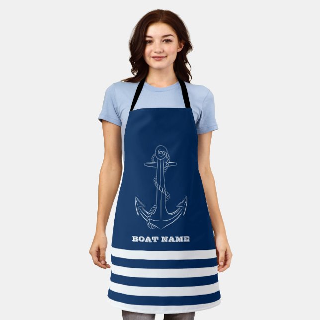 Seeleute, nautisch, Marine blau gestreift Schürze (Getragen)