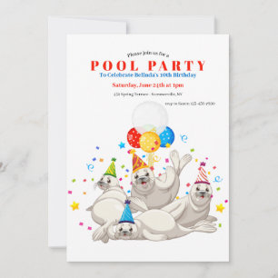 Seelöwen-Poolparty-Einladung Einladung