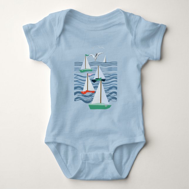 Seelöwen und Meereswellen Baby Strampler (Vorderseite)