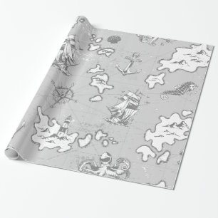 Seemann-Antik-Pirat-Karte Geschenkpapier