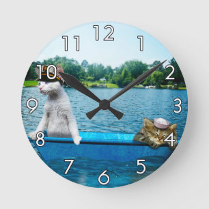 Seemann-Katzen Runde Wanduhr