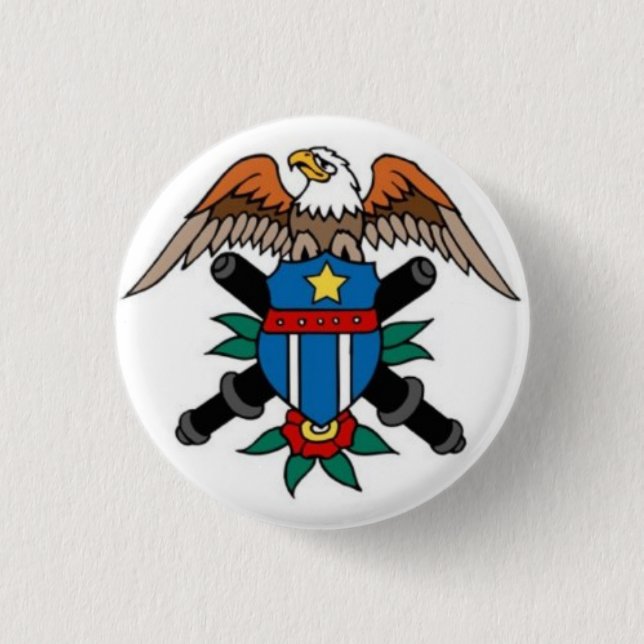 Seemann-Tätowierung - Eagle u. Schild - Knopf Button (Vorderseite)