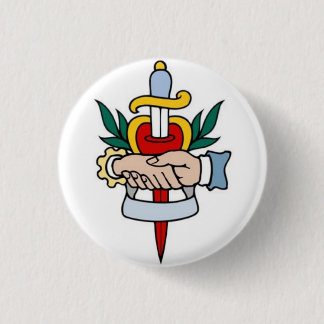Seemann-Tätowierung - Händedruck u. Dolch - Knopf Button