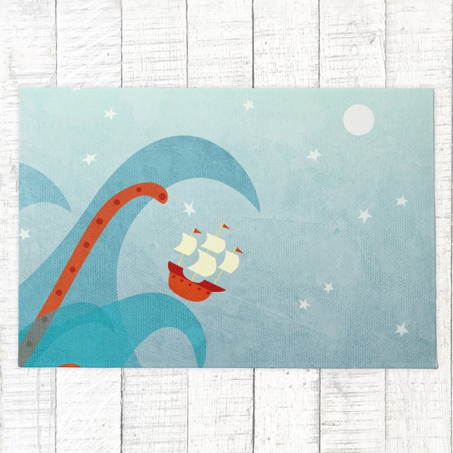 Seemannsschiff Fußmatte (Fun sailing boat sea monster coastal doormat)