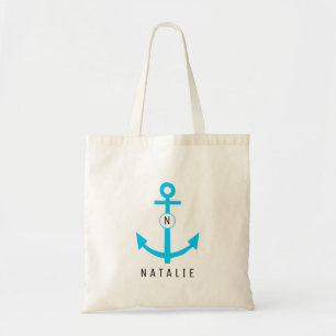 Seemarine-Anker-Strand-blaue Monogramm-Braut Tragetasche