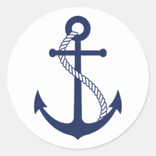 Seemarine-Blau-Anker Runder Aufkleber