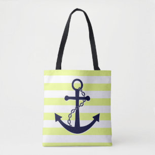 Seemarine-Blau-Anker-Strand Sun gelber gestreifter Tasche
