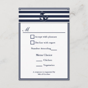 Seemarine-Blau schluckt UAWG 2 Menü-Wahl RSVP Karte