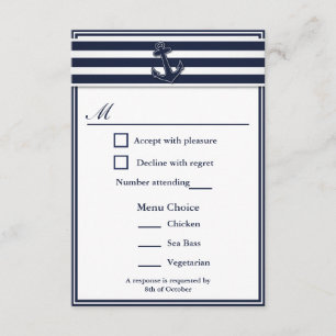 Seemarine-Blau schluckt UAWG 3 Menü-Wahl RSVP Karte