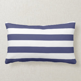 Seemarine-Blau und Weiß Striped Lendenkissen