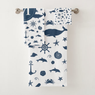 Seemarine-Blauwal-Delphin-Anker Badhandtuch Set