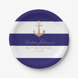 Seemarine-Schläger Mitzvah Pappteller