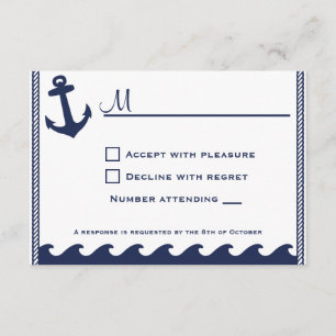 Seemarineblau- und -WEISS-uAwgeinladungen RSVP Karte