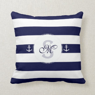 Seemarineblau-Weißstreifen Kissen