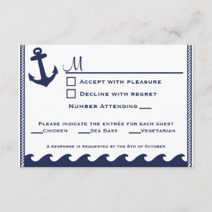 Seemenüwahl des marineblau- und -WEISS-uAwg 3 RSVP Karte