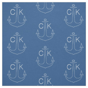 Seemonogramm des Vintagen weißen Ankers Stoff