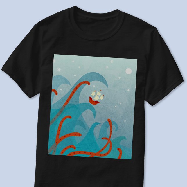 Seemonster T-Shirt (Sailing boat sea monster fun shirt)