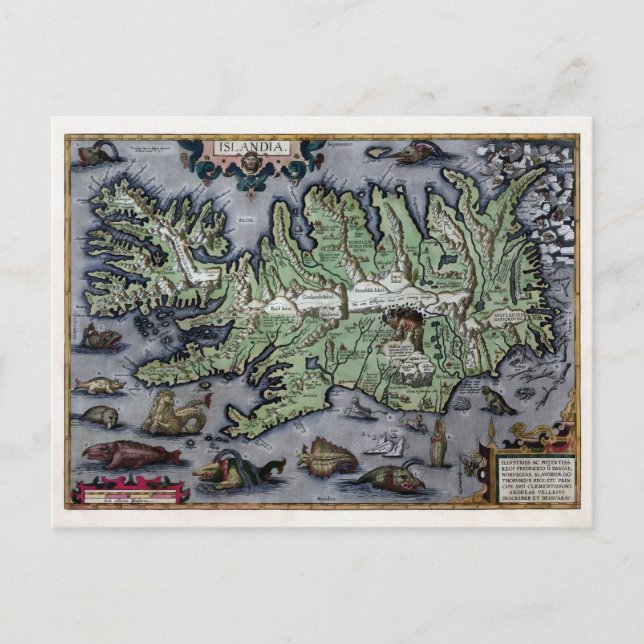 Seemonster von Island 1585 Karte (Vorderseite)