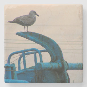 Seemöwe-Erholungen auf Anker von Schiff Choshi Steinuntersetzer