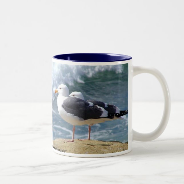 Seemöwe-Strand-Bruch-Tasse Zweifarbige Tasse (Rechts)