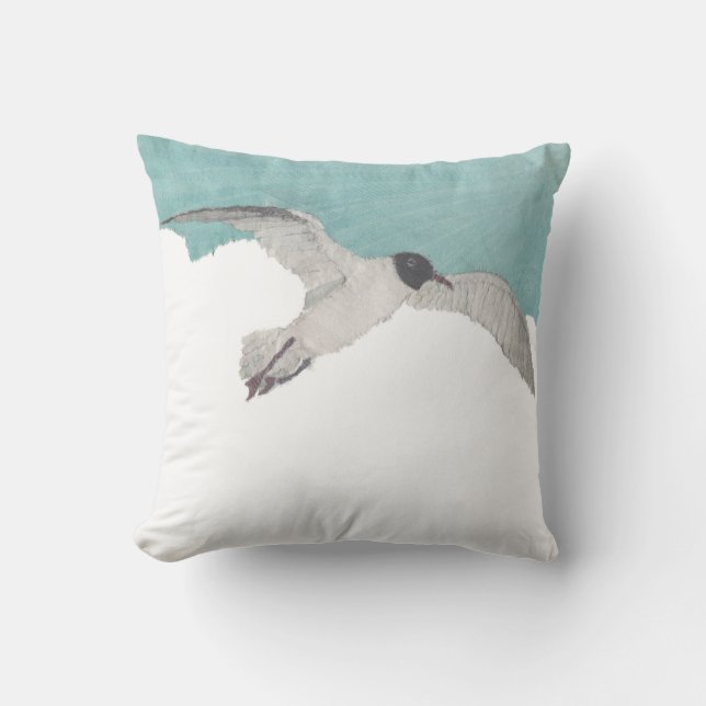 Seemöwe, Vogel, Himmel, Küsten, Strand Kissen Für Draußen (Vorderseite)