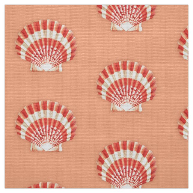 SeeMuschel - korallenrotes Orange und weiß Stoff (Muster)