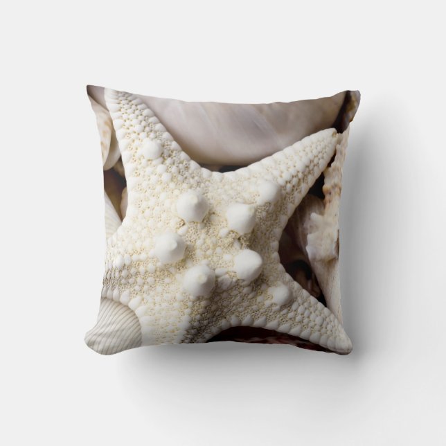 SeeMuschelstarfish-Hintergrund - Strand-Muscheln Kissen (Vorderseite)