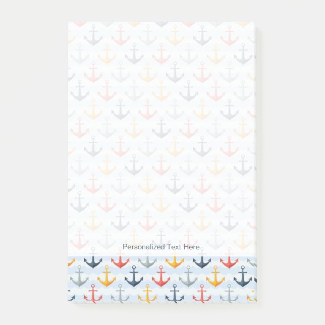 Seemuster mit Ankern Post-it Klebezettel (Vorderseite)