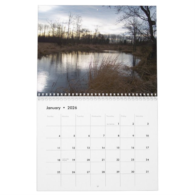 Seen, Flüsse, Teiche im pazifischen Nordwesten Kalender (Jan 2026)