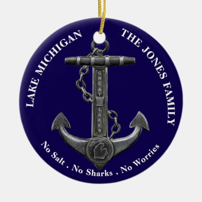 Seen MICHIGAN Patriotic Not Anker nautische Keramik Ornament (Vorne)
