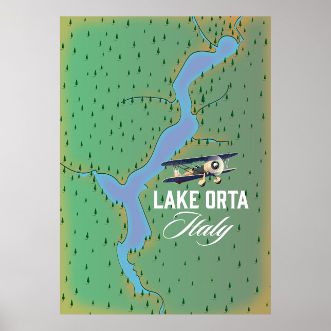Seen Orta Italien Seekarte Poster (Vorne)
