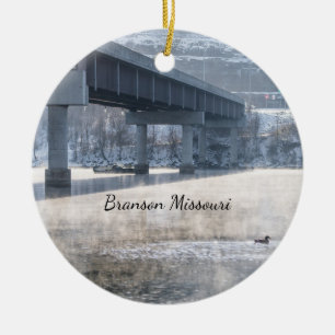 Seen Taneycomo Foggy Winter Angeln Keramik Ornament
