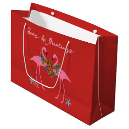 Seen und Grüße Flamingos Große Weihnachtstasche Geschenktüte