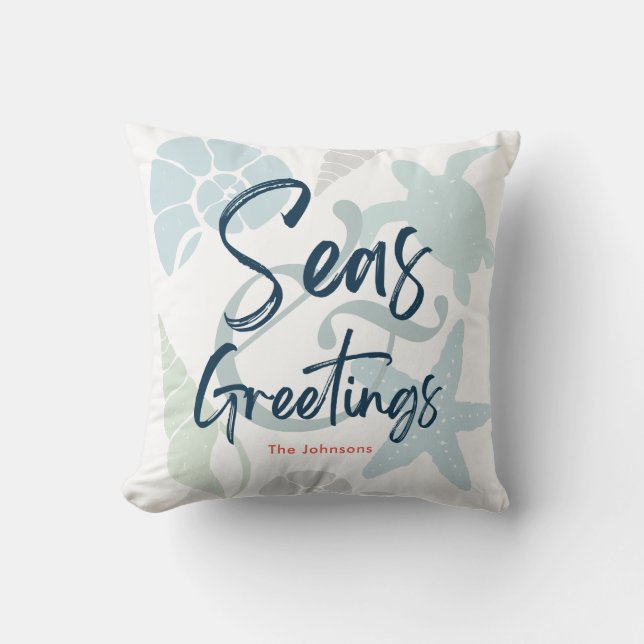 Seen und Grüße Seashell Weihnachtsfeiertag Kissen (Vorderseite)