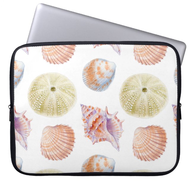 Seenahtloser Teil von Muscheln. Wasserfarbe Laptopschutzhülle (Vorderseite)