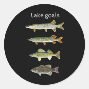 Seenziele Angeln Musky Pike Walleye Small Mouth Runder Aufkleber