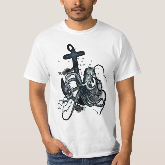 Seeoctupus u. Ankert-stück T-Shirt (Vorderseite)