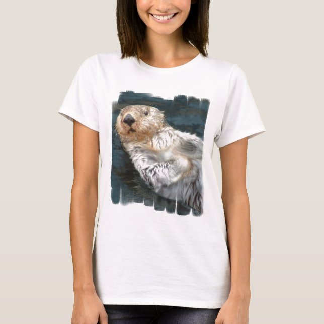 Seeotter-Damen-angepasster T - Shirt (Vorderseite)