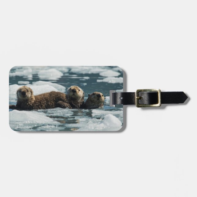 Seeotter-Familie Gepäckanhänger (Vorderseite horizontal)