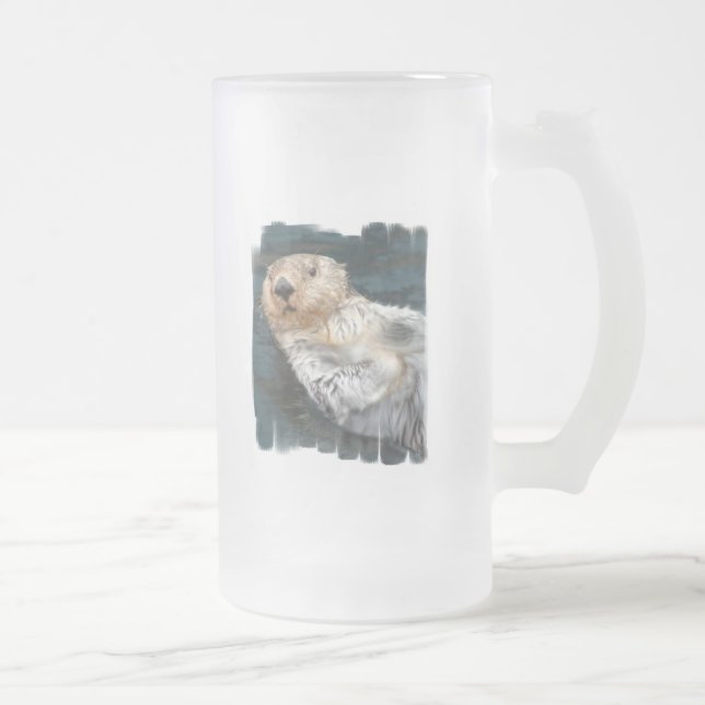 Seeotter-mattierte Bier-Tasse Mattglas Bierglas (Rechts)