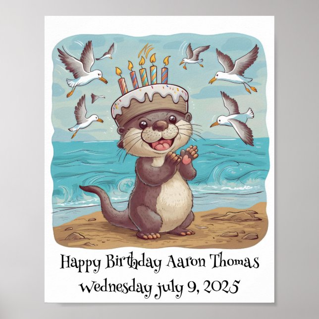 Seeotter mit Kuchengebäck Poster (Vorne)