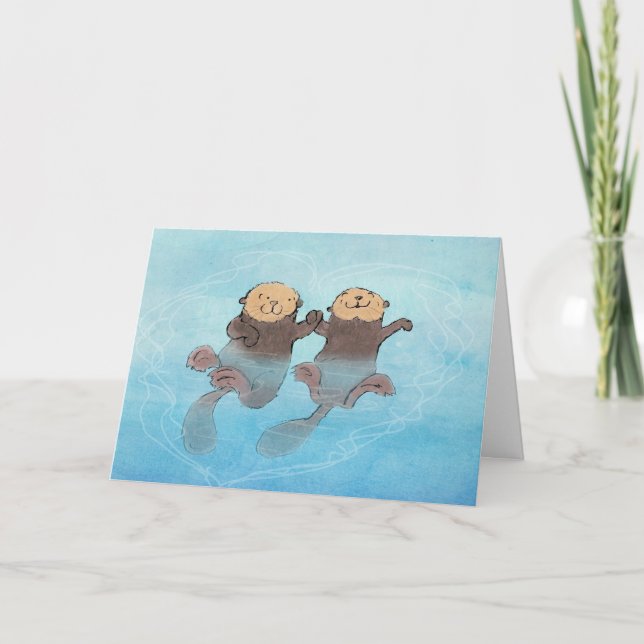 Seeotter mit Valentinstag-Karte Karte (Vorderseite)