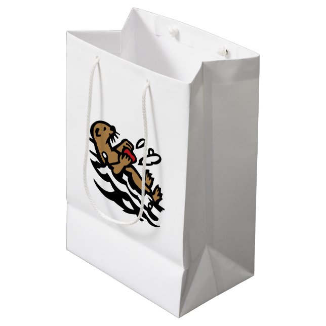 Seeotter Mittlere Geschenktüte (Vorderseite Schrägansicht)
