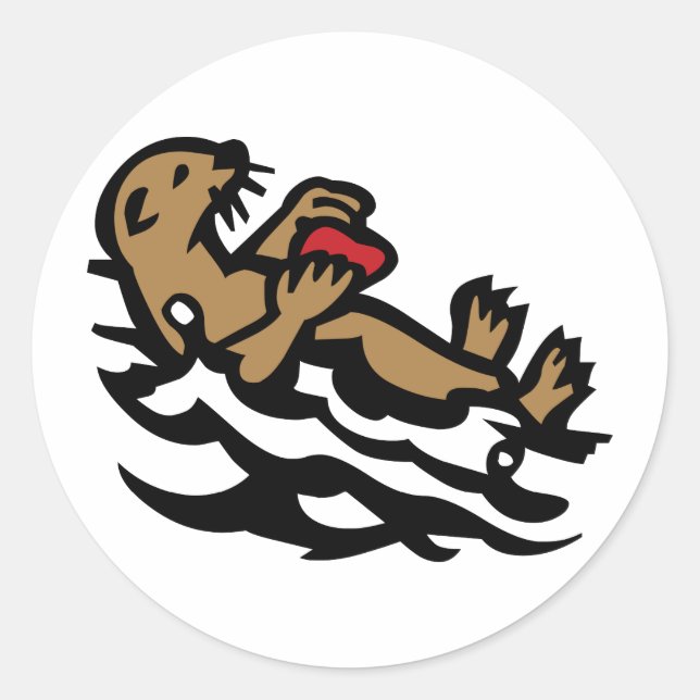 Seeotter Runder Aufkleber (Vorderseite)