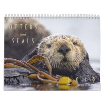 Seeotter und Wandkalender des Siegel-2018 - wild