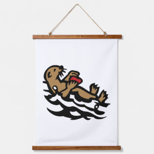 Seeotter Wandteppich Mit Holzrahmen