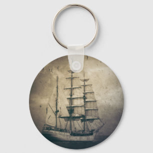 Seeozean-SeeVintages Segelnsegelboot Schlüsselanhänger